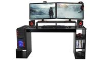 Gaming Desk Black Easy Assembly Gamer Furniture
