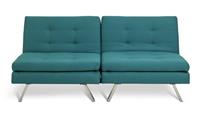 Duo Fabric Clic Clac Sofa Bed Teal Convertible Lounge Guest Bed