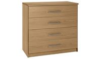 Normandy 4 Drawer Chest Oak Effect Easy Assembly Home Furniture