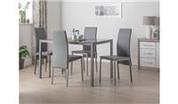 Lido Grey Dining Table & 4 Grey Chairs