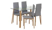 Helena Glass Dining Table & 4 Grey Chairs