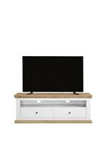 Burford Wide TV Unit Fits Up to 60 Inch TV Cream and Oak Finish Media Center