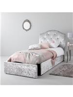 Mandarin Upholstered Single Storage Bed Silver Stylish Bedroom Storage Solution