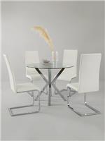 Chopstick 100cm Round Glass Dining Table 4 Chairs White Sleek Dining Furniture