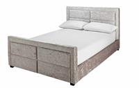 Kourtney Crushed Velvet Double Bed Frame Silver Elegant Bedroom Furniture
