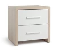 Broadway 2 Drawer Bedside Table Oak/White Compact and Stylish Bedroom Storage