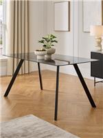 Marlow 160 cm Rectangular Smoked Glass Top Dining Table Black