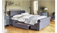 Newbury Double 2 Drawer Fabric Bed Frame Grey Stylish Bedroom Storage Solution