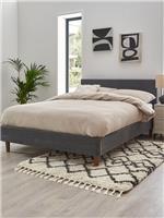 Porto Fabric Double Bed Frame - Dark Grey Stylish Comfortable Bedroom Furniture