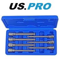 US PRO Hex Bit Socket Set 7pc 3/8 Long Ball End 3 - 10mm Allen Key 1499