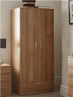 Panama 2 Door 1 Drawer Wardrobe Oak Stylish and Functional Bedroom Storage