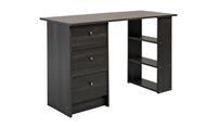 Malibu 3 Drawer Office Desk Black & Brown Compact Study Table