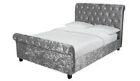 Penelope Crushed Velvet Kingsize Bed Silver Luxurious Bedroom Furniture