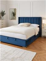 New Dakota Velvet End Lift Up Storage Ottoman King Bed Blue TOP SELLER