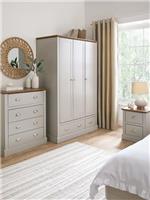 Crawford 3 Piece Bedroom Set Wardrobe 4 Drawer Chest Bedside Package Deal UK