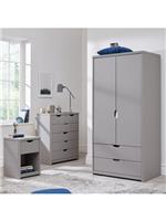 Aspen 3 Piece Bedroom Set & Wardrobe & 4+2 Chest & Bedside Table Grey Oak Eff