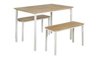 Bolitzo Oak Dining Table & 2 White Benches