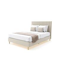 Maisie Upholstered Double Bed Frame with LED Lighting - Natural Stone