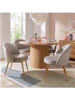 Carina 120cm Round Dining Table & 4 Chairs Oak/Grey Kitchen Set | Free Delivery
