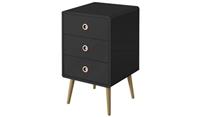 Softline 3 Drawer Bedside Black Nightstand Cabinet Bedroom Storage UK