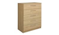 Brisbane 5 drawer Chest Oak Storage Organiser Bedroom Furniture