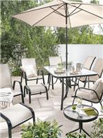 Versailles 11-Piece Garden Set Stone | 6 Chairs + Table + Parasol | Stackable