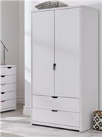 Aspen 2Door 2Drawer Childrens Wardrobe White Oak Effect Modern Bedroom Furniture