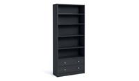 Maine 2 Drawer Bookcase Black Ash Effect Storage Organiser Shelf