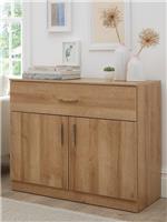 Panama 2 Door 1 Drawer Small Sideboard Oak | Compact Storage| Hallway Organiser