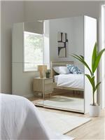 Houston 190cm Sliding Door Wardrobe White | 2 Full Mirror Doors | Large Storage