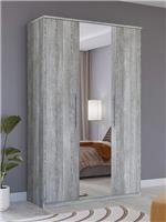 Prague 3 Door Mirrored Wardrobe Grey Elegant and Spacious Bedroom Storage