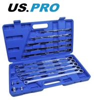 US PRO Ratchet Spanner Set Extra Long 10pc Double Ring Single Gear Wrench 3224
