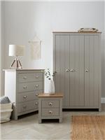 Atlanta 3 Piece Package 3 Door Wardrobe Chest Bedside - Grey Oak Bedroom Set