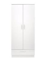 Panama 2 Door 1 Drawer Wardrobe White | Modern | Hanging Rail & Drawer