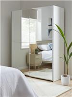Houston 150cm Sliding Door Wardrobe White | 2 Full Mirror Doors | Large Storage