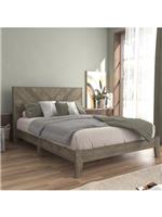 Chevry Bed Frame King Size Grey Oak Effect | Chevron Headboard | Rustic Style