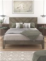 Chevry Bed Frame Double Size Grey Oak Effect | Chevron Headboard | Rustic Style