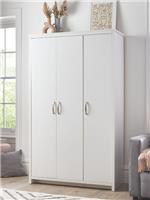 Ely 3 Door Wardrobe White | Modern Storage with Multi-Rail Interior | Bedroom
