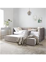 Connie Crushed Velvet Day Bed - Silver | With Trundle | Glamorous Sofa Guest Bed