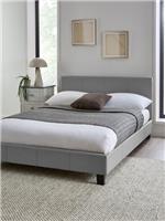 Marston Faux Leather Bed Frame Small Double - Grey | Padded Headboard | Modern