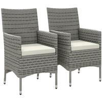 Outsunny 2 Pieces Outdoor Rattan Armchair Garden Dining Chair Set Mixed Grey