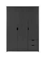 Aspen 3 Door 2 Drawer Wardrobe Dark Grey Oak Effect Storage