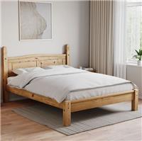 5 ft Corona King Size Bed Low Foot End Mexican Style Pine Waxed Brown