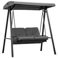 Outsunny 2 Seater Garden Outdoor Swing Chair Hammock w/ Adjustable Canopy Grey