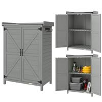 Outsunny Wooden Garden Shed, Garden Tool Storage Shed, Grey