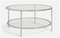 Boutique Round Coffee Table Silver Modern Living Room Furniture Glass