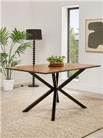Chopstick 160x90cm Wood Top Dining Table Brown Black Metal Legs