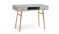Valence 2 Drawer Office Desk Grey & Rose Gold Modern Home Office Furniture