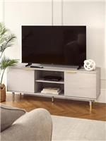 New Enna TV Unit Grey Oak Gold Handles fits up to 65 inch Media Stand