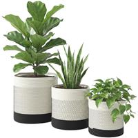 Outsunny Plant Pots Handwoven Cotton Set of 3 White